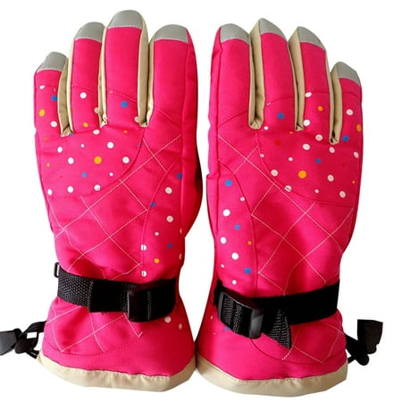 

Frehsky work gloves Winter Gloves For Snow Windproof Mittens Outdoor Sports Skiing Hot Pink