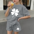 thumbnail image 5 of Fesfesfes Kids Outfits Girls St Patrick's Day Outfits Children's Boys Girls Short Sleeve Tops Short Pants Girls Clothes 2PCS Set, 5 of 6