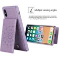 thumbnail image 3 of for iPhone Xs/X Wallet Case with RFID Blocking Card Holder for Girls Women,PU Leather Magnetic Buttons Portrait Stand Flip Wrist Strap Case for iPhone Xs 5.8 Inch,Mandala Purple, 3 of 15