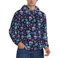 thumbnail image 2 of Honeii Skull Flower Blue Pattern Mens Hoodies Men's Loose Sleeve Sweatshirt,Pullover Hooded Sweatshirt for Men,Essentials Hoodie-Medium, 2 of 7