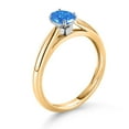thumbnail image 3 of Gem Stone King 0.43 Ct Oval Fancy Blue Zirconia 10K Yellow and White Gold Solitaire Engagement Ring (Size 6), 3 of 4