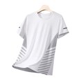 thumbnail image 2 of Xioeram Summer Men Top Ice Silk Quick-drying Mesh Short Sleeves Plus Size O Neck Loose Contrast Color Thin Elastic Casual Pullover Daily Sport T-shirt, 2 of 8