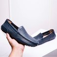 thumbnail image 5 of Summer Men Casual Shoes Moc Toe Genuine Leather Mens Loafers  Breathable Slip on Driving Shoes, 5 of 9