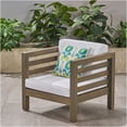 thumbnail image 4 of JERFIT Modern Outdoor Club Chair, Grey and White Acacia Wood Patio Seating with Removable Cushions, 4 of 10