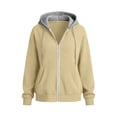 thumbnail image 5 of Hurxie Women's Zip Up Y2K Hoodies Casual Long Sleeve Sweatshirts Fall Winter Track Jackets with Pockets Khaki,S, 5 of 7