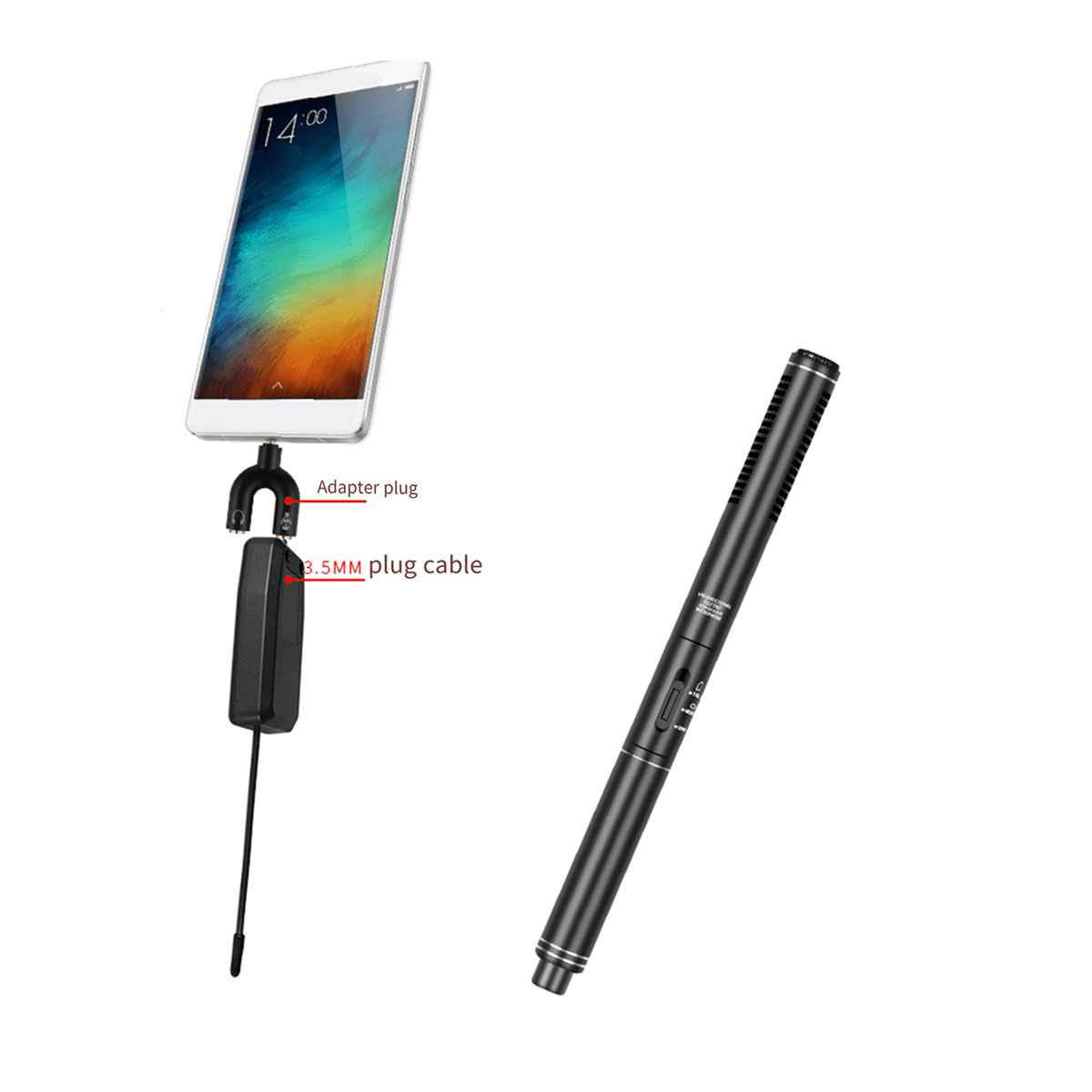 Professional Wireless Condenser Microphone Interview Recording Vlog Live Mic Super-Cardioid for DSLR Camera 3.5mm