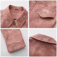 thumbnail image 5 of Top Style Trends for Women!ChaoHeng Ladies Jackets Lightweight Petite Tops Button 2024 Clearance,Womens Solid Color Short Thin Leather Jacket Long Sleeved Casual Jacket(Pink,S), 5 of 7