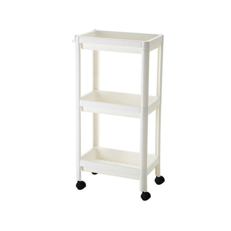 

HOMEMAXS 1 Pc Multi-layer Storage Rack Plastic Commodity Shelf Portable Handcart (White)