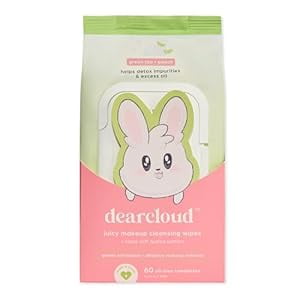 dearcloud Juicy Makeup Cleansing Wipes - 60 Count – makeup wipes and makeup remover for face – Oil-Free makeup remover wipes (Green Tea & Peach)