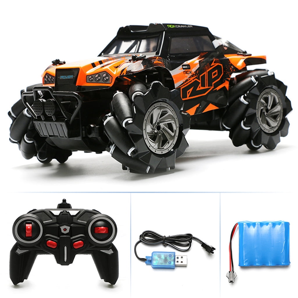 ​1:14 Scale 4WD Omni-Directional RC Drift Car - Mecanum Wheels for 360° Stunts, 25km/h & 100m Range (Surface Restrictions)​​ Orange
