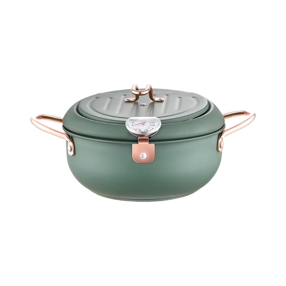 Deep Fryer Pots Oil Frying Pan with Temperature Control Cookware Janpanese Style green 24cm