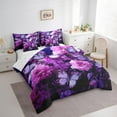 thumbnail image 3 of Erosebridal Purple Butterfly Floral Comforter Set Twin 7 Piece Boho Wild Flowers Bed in a Bag Women,Romantic Country Flower Bedding Set with 2 Sheets,2 Pillowcases,2 Throw Pillow Covers, 3 of 5