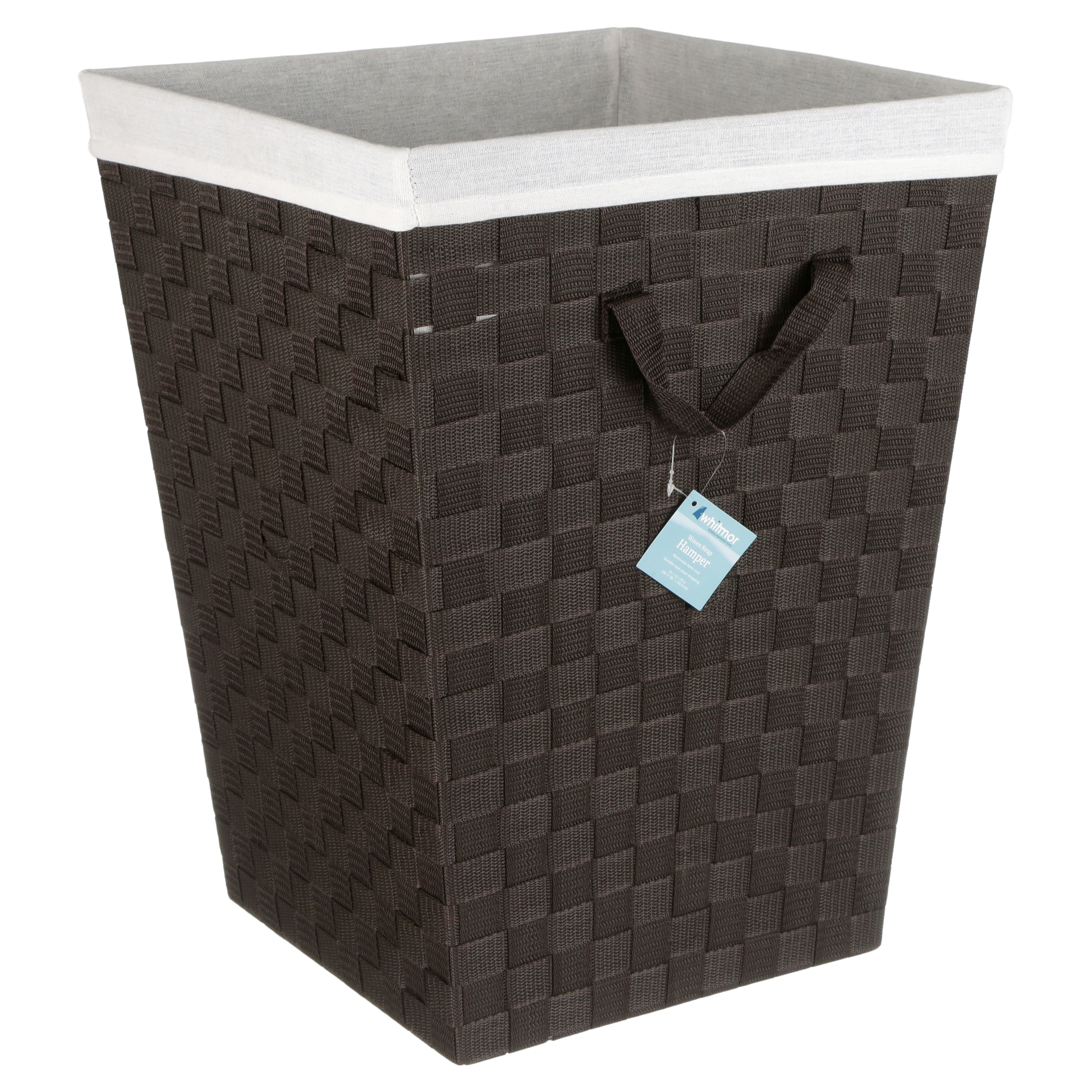 Whitmor Woven Strap Laundry Hamper with Fabric Liner, Espresso - image 5 of 8
