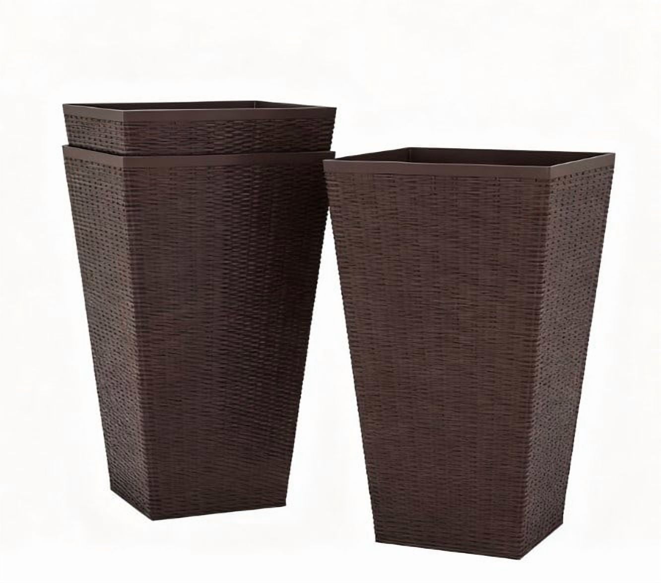 Outdoor Flower Plant Pots, Set of 3 Tall Planters with Drainage Hole,for Outdoor and Indoor Planters