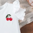 thumbnail image 4 of Toddler Girl Outfits Cherry Pattern Print Girls Summer Outfit Cute Short Sleeve Round Neck T Shirt Matching Elastic Shorts Sweet White 9-12 Months, 4 of 6