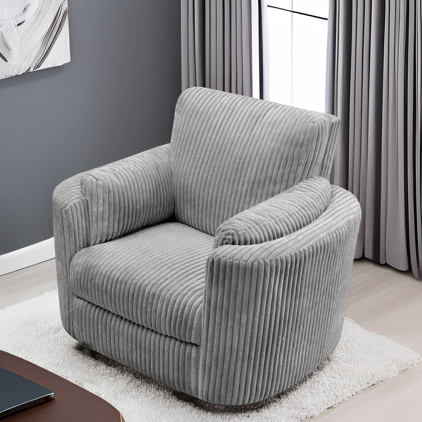 Cynefin Power Recliner Swivel Rocking Nursery Glider Rocker Chair with Headrest, USB and Type-c Port, Corduroy Electric Reclining Sofa Chair Arm Chair for Living Room