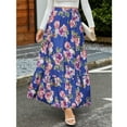 thumbnail image 6 of Womens Maxi Skirt 2025 Casual Flowy Elastic High Waist Long Skirts with Pockets Summer Beach Style Blue L, 6 of 7