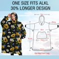 thumbnail image 4 of Oversized Wearable Blanket Hoodie,Black Multicolor Flower Sunflower Pattern Sherpa Blanket Hoodie with Super Pockets,Super Warm Fuzzy Pullover for Women & Men, 4 of 6