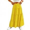 thumbnail image 5 of Diufon Womens Maxi Skirt Summer Casual Ruffle Tiered Elastic Waist Long Skirts Hollowed-out Boho Flowy Skirt, 5 of 9