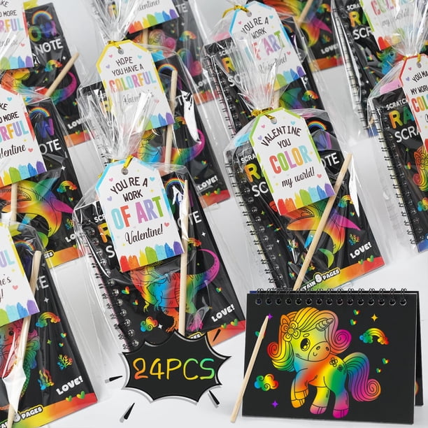 Libreta Zesua Scratch Art para regalos de San Valentín, paquete de 24 unidades para niños
