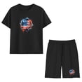thumbnail image 6 of Kids 4th of July Outfit Unisex Black Patriotic American Flag Shirt Shorts Set 2 Piece,Size 9 T, 6 of 9
