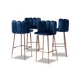 thumbnail image 2 of Baxton Studio Kaelin Luxe and Glam Navy Blue Velvet Fabric Upholstered and Rose Gold Finished 4-Piece Bar Stool Set, 2 of 7