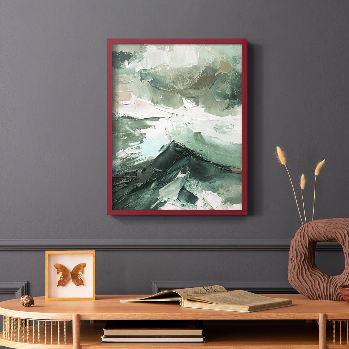 Crashing II Framed Print in Red Solid Wood Framed Print No Nail Hanging