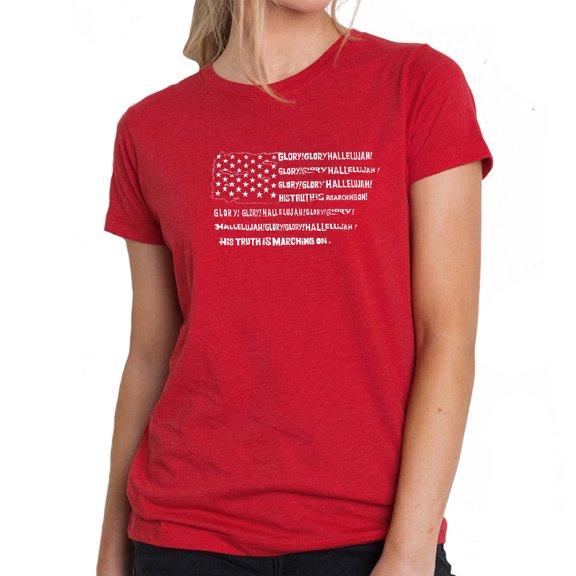 Women's Premium Blend Word Art T-shirt - Glory Hallelujah Flag