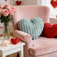 thumbnail image 3 of Couch Throw Pillows for Living Room, Valentines Home Decor, Heart Decorations, Valentines Plush, 12X10 Inch Heart Shape Striped Accent Pillow, Soft Huggable Decorative Cushion,, 3 of 5