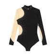 thumbnail image 5 of JanJean Women's Shiny Rhinestone Gymnastics Leotard Long Sleeve Figure Ice Skating Bodysuit Dancewear Black M, 5 of 6
