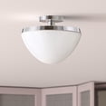 thumbnail image 2 of Evelyn&Zoe 12" Polished Nickel Finish Metal/Glass Semi Flush Mount, 2 of 6