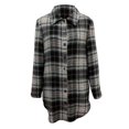 thumbnail image 6 of Seyurigaoka Women Plaid Shirt, Button-down Color Block Long Sleeve Lapel Shacket, 6 of 9