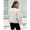thumbnail image 3 of PUWEI Women's Sherpa Fleece Button Pullover Lightweight Fuzzy Cropped Sweatshirt Coat with Pockets, 3 of 7