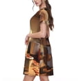 thumbnail image 2 of Balery Cartoon Cooking Cat Vestidos sueltos de manga corta para mujer, vestidos de verano 2025, vestidos casuales de corte A con vuelo., 2 of 6