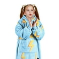 thumbnail image 7 of Solaris Kid's Oversized Wearable Blanket Hoodie Sweatshirt, Warm Comfortable Sherpa Fleece Pullover with Large Front Pocket for Teens (7-16 yr) Youth Boys, Girls, Blue Thunder, 7 of 7