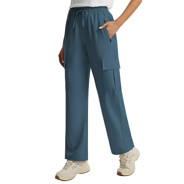 Mgmyaa Pantalon Cargo Femme Séchage Rapide Léger Randonnée Golf Voyage Travail Camping avec Poches