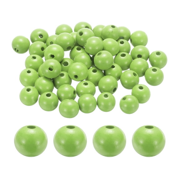 Uxcell 50pcs 20mm Light Green Wood Beads 3.3mm Large Hole Round Wooden Loose Spacer Beads for Jewelry Making Necklace Bracelets DIY Crafts Macrame Handmade Decorations