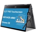 thumbnail image 1 of Acer Chromebook Spin 513 - Portátil 2 en 1 (visualización táctil FHD de 13,3 pulgadas, CPU Qualcomm de 8 núcleos, 4 GB de RAM, 64 GB eMMC), hogar y estudiante, cámara web, retroiluminada, batería, 1 of 5