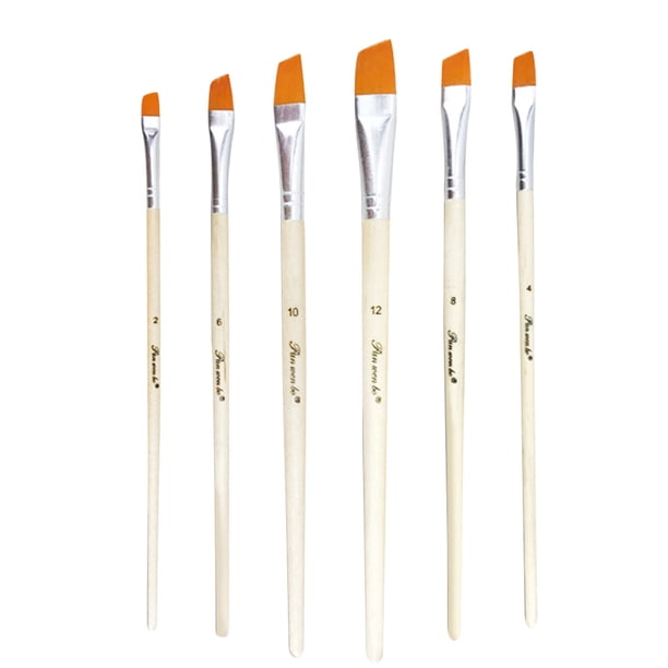 6 piezas de pinceles de nailon, cepillos de madera para pinceles, pinceles para artistas, pinceles de aluminio, acuarela