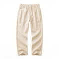thumbnail image 6 of Ohufall Linen Pant for Men Solid Color Straight Leg Beach Casual Pants Lightweight Drawstring Elastic Waist Pants, 6 of 6