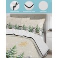 thumbnail image 3 of Quilt King Size Bedding Set, Christmas Snowflakes Reversible Summer Quilt 3 Pieces, Winter Xmas Snowman Pine Trees Beige Lightweight Bedspreads Coverlets with 2 Pillow Shams for All Seasons, 3 of 5