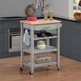 thumbnail image 1 of Ellaine Four-Tier Butcher Block Kitchen Cart w/ Drawer & Wine Rack in Gray Wood, 1 of 11