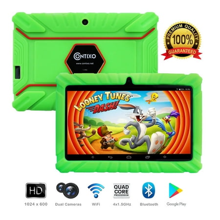 Child Android Tablet Contixo 7” Kids Tablet K2 | Android 6.0 Bluetooth WiFi Camera for Children Infant Toddlers Kids Parental Control w/Kid-Proof Protective Case (Green) ()