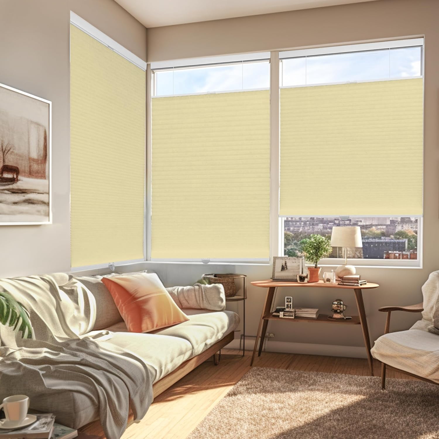Chicology Cream Light Filtering Cordless Top Down Bottom Up Cellular Shades 48.25 in. W x 72 in. L