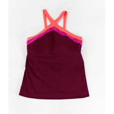Becca Womens Swimsuit - Becca NEW Purple Pink Womens Small S Cross Front Tankini Top Swimwear