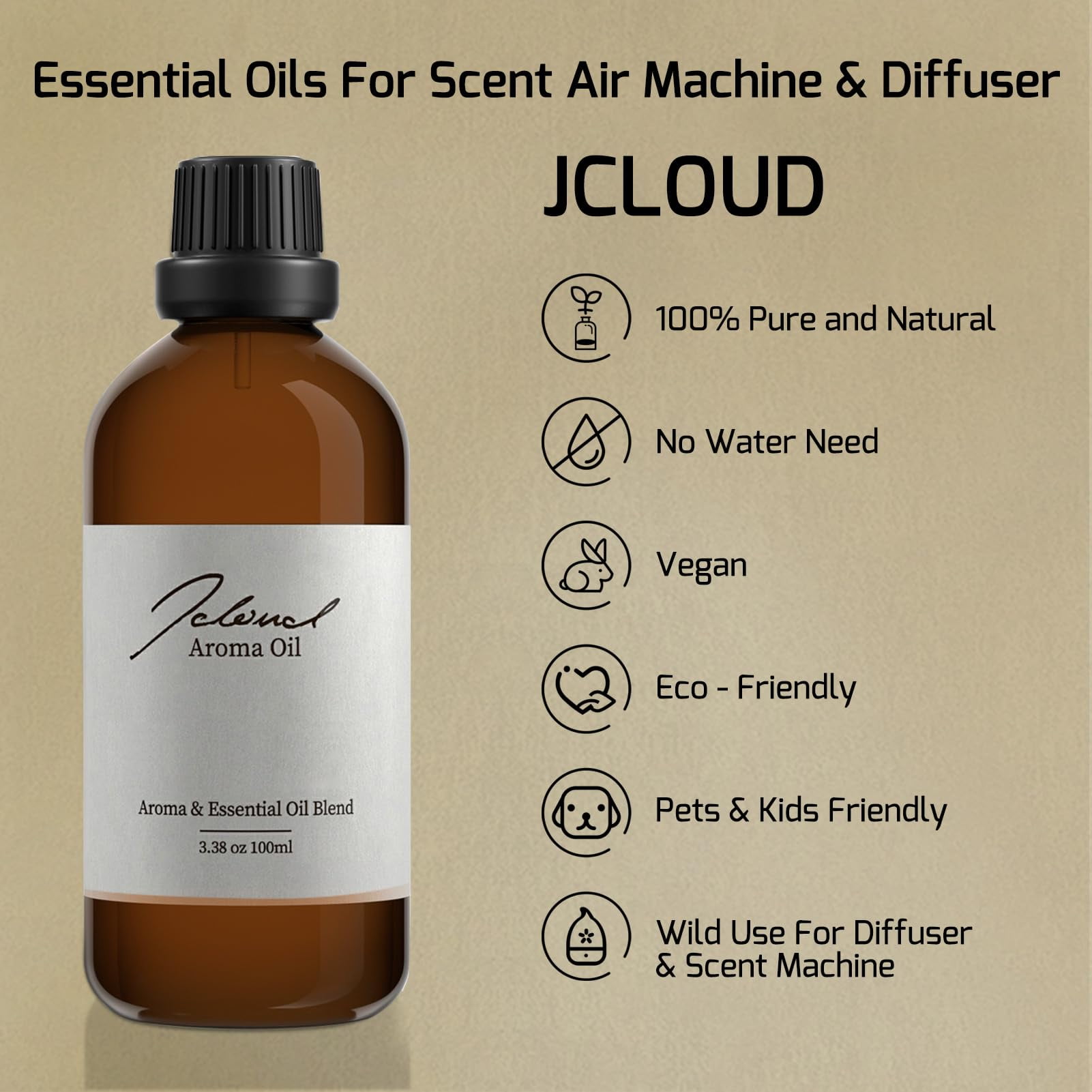 JCLOUD White Tea Essential Oil | Hotel Scent - 100% Pure and Natural Aromatherapy Oil for Diffusers, Humidifiers, and Scent Machines | Uplifting and Refreshing Fragrance | 100ml