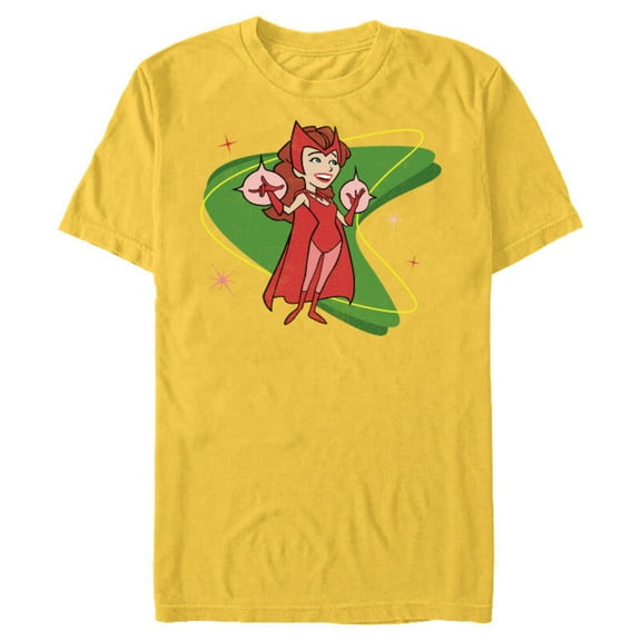 Marvel WandaVision Wanda Scarlett Witch 50s Retro - Short Sleeve Blended T-Shirt for Adults - Customized-Yellow