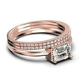 thumbnail image 2 of Minimalist 2.00 Carat Emerald Cut Diamond Moissanite Engagement Ring, Wedding Ring in 10k Solid Rose Gold, Gift For Her, Promise Ring, Anniversary Ring, Trio Rings Set, 2 of 4