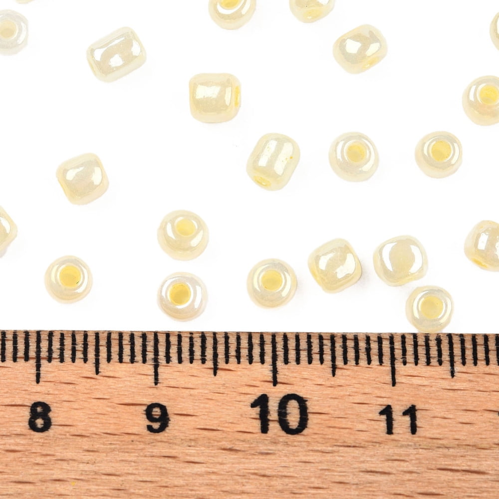 Glass Seed Beads Ceylon Round Lemon Chiffon 6/0 4mm Hole: 1.5mm about 4500pcs/pound DIY