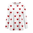 thumbnail image 3 of Valentine Day Shirts Womens Crew Neck Love Heart Print Funny Blouse Long Sleeve Loose Casual Graphic Tee Wine L, 3 of 5